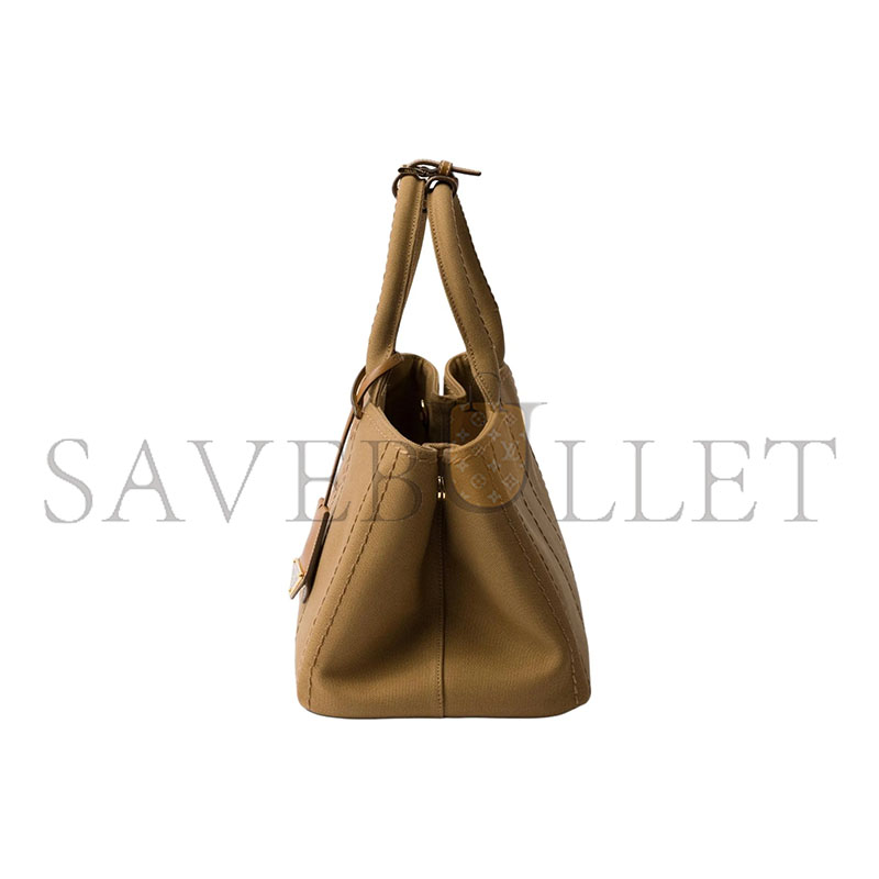 PRADA JARDINIÈRE LARGE LINEN BLEND HANDBAG 1BG554 01 (33*20*18cm)